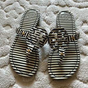 Tory Burch Striped Flip Flops (Miller Sandal, patent leather)